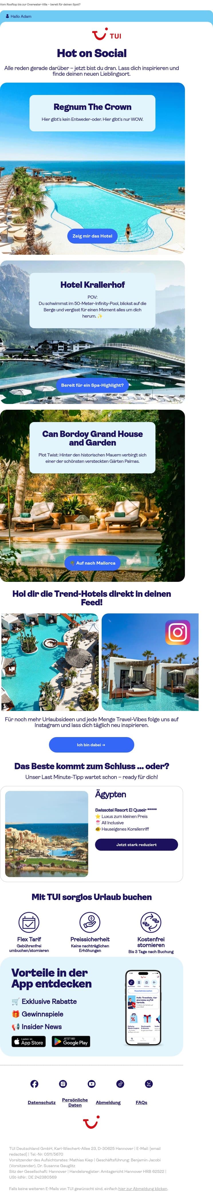 🤩 Geht gerade viral: Diese Hotels musst du sehen email from TUI screenshot