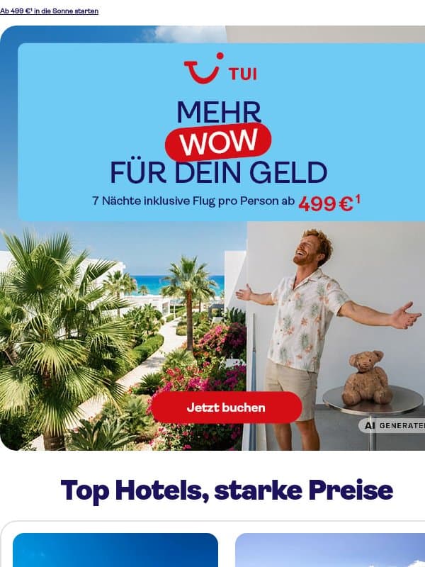 Ein Volltreffer für deine Urlaubskasse ⚽ email from TUI