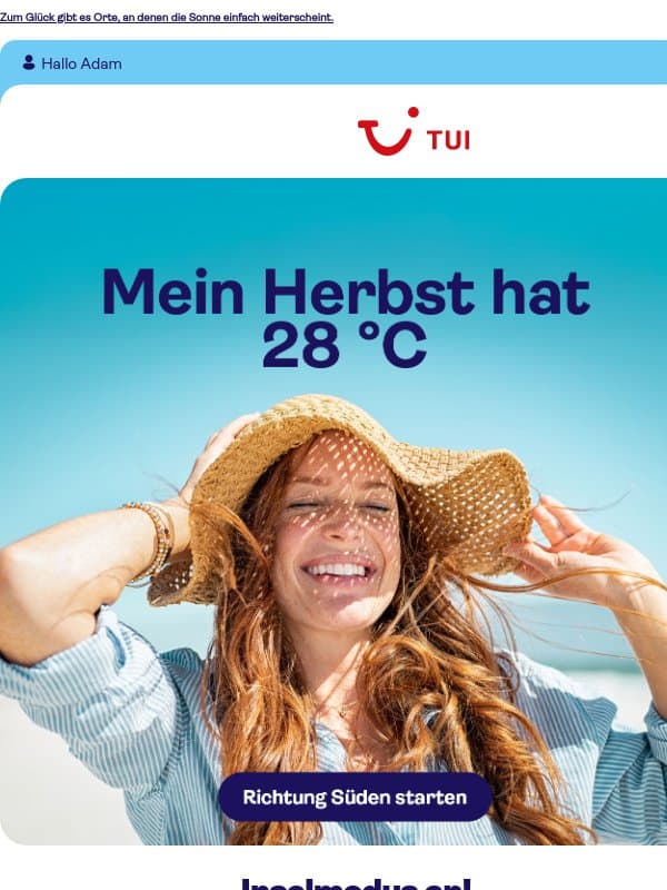 Bei uns macht der Sommer Überstunden! email from TUI