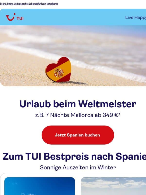🎉 Zur Feier des Titels: Spanien ab 349 €¹ email from TUI