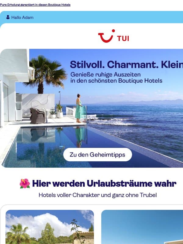 Adam, schau dir diese Schmuckstücke an ... email from TUI