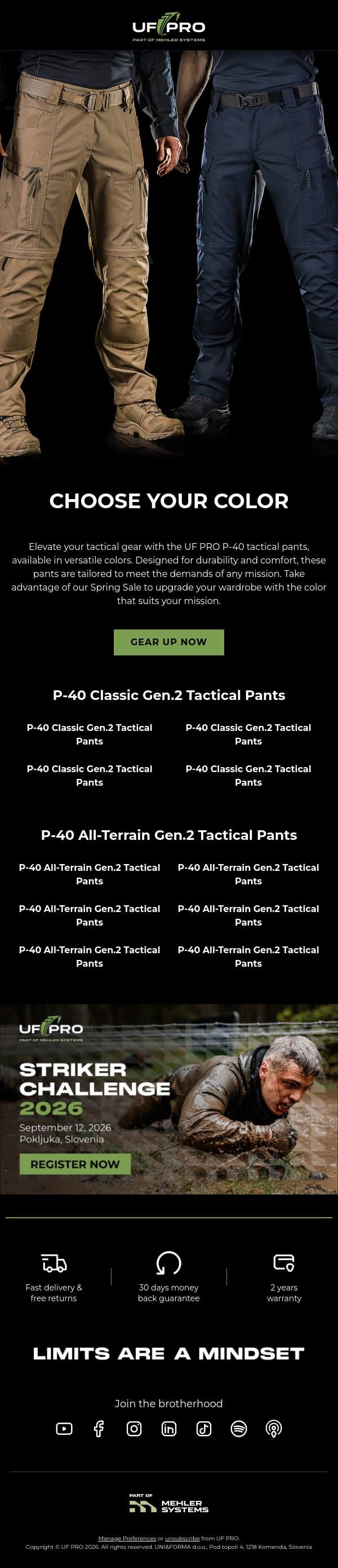 Find Your Perfect Color Match During Our Spring Sale email from UF PRO screenshot