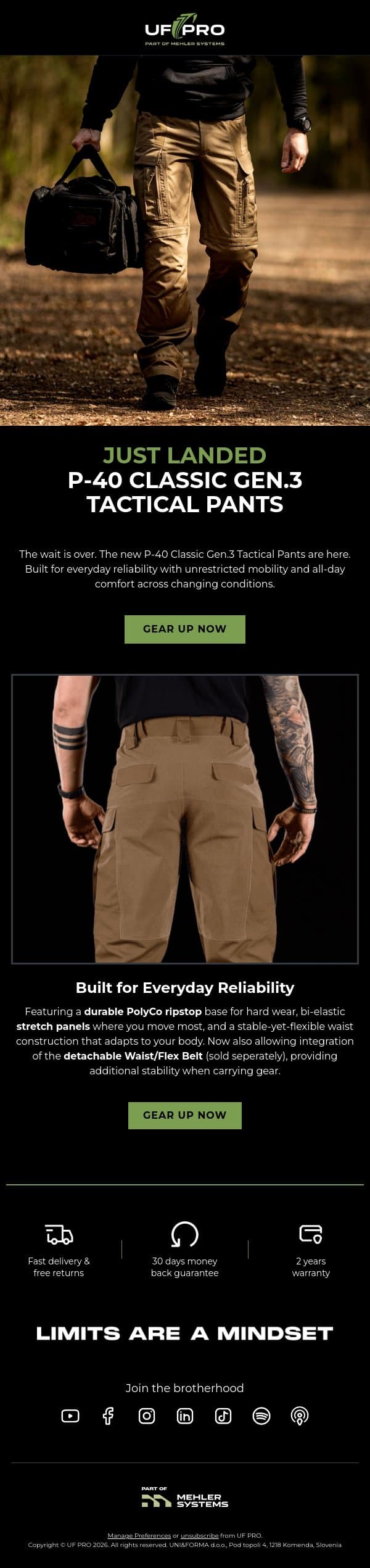 🚀 JUST LANDED: P-40 Classic Gen.3 Tactical Pants email from UF PRO screenshot