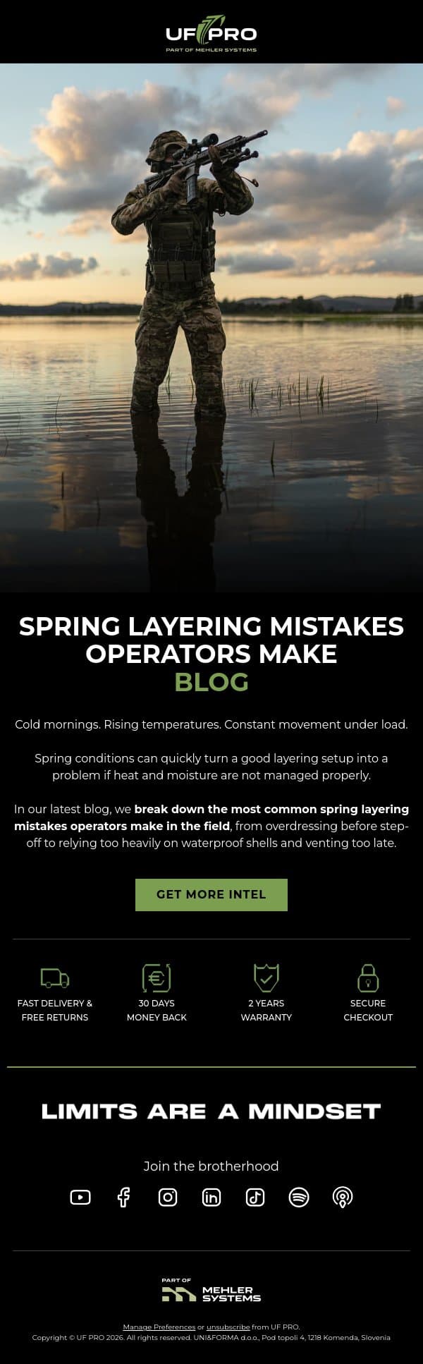 Spring Layering Mistakes Operators Make and How to Fix Them email from UF PRO screenshot