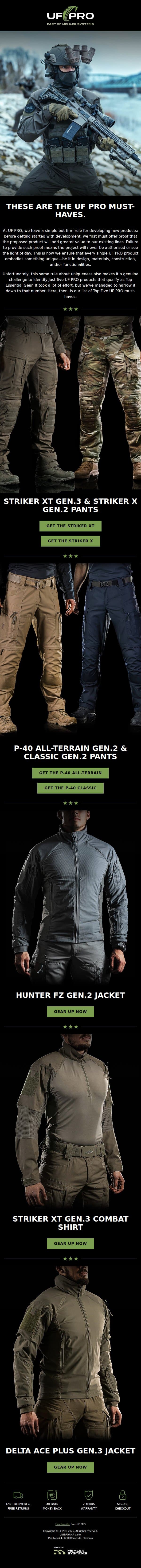 UF PRO must-haves email from UF PRO screenshot