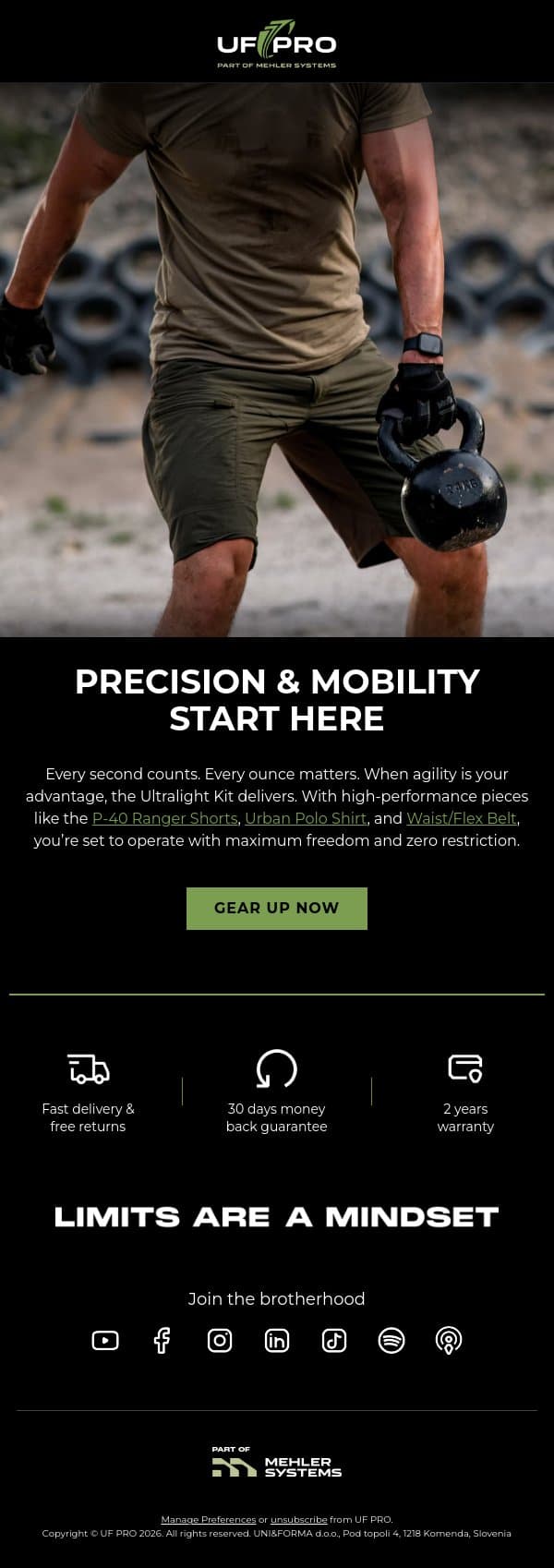 A Lightweight Setup You Need email from UF PRO screenshot
