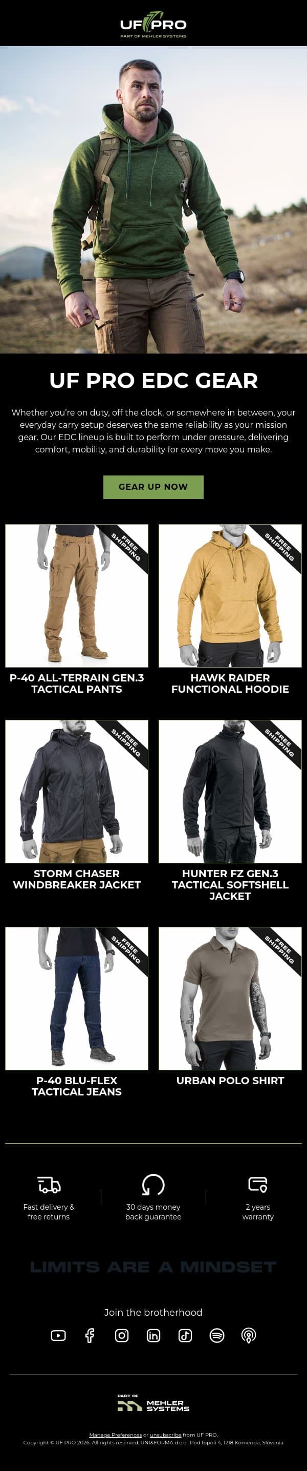 Gear Up With EDC Essentials email from UF PRO screenshot