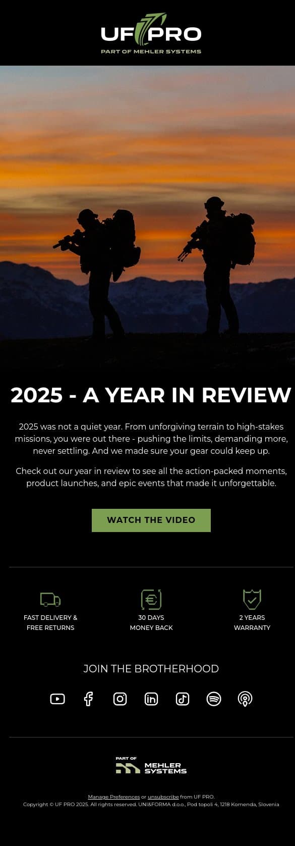 2025 - A Year in Review email from UF PRO screenshot