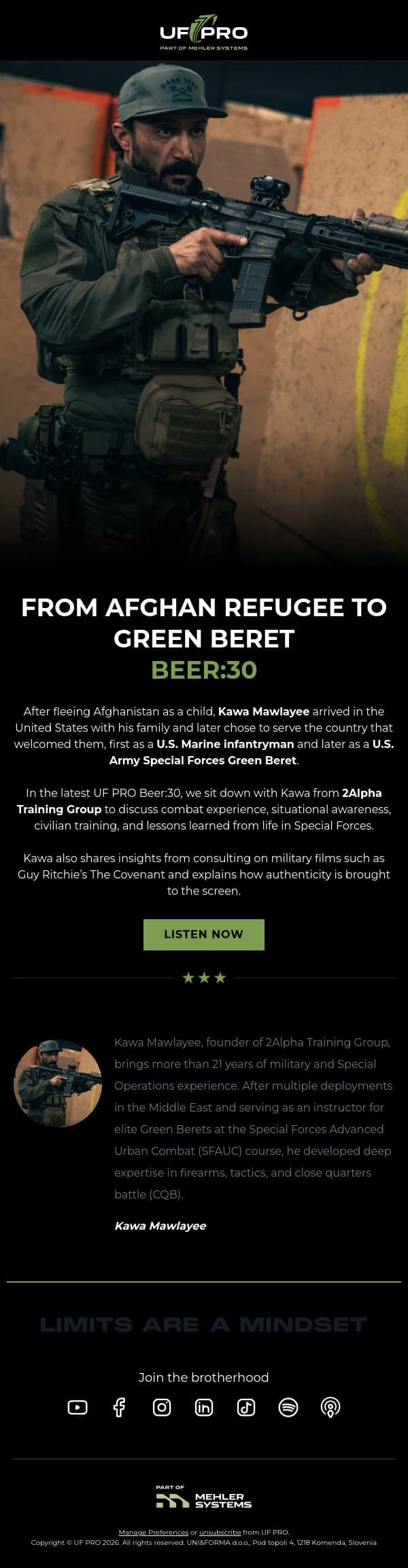 The Journey from Afghan Refugee to Green Beret email from UF PRO screenshot