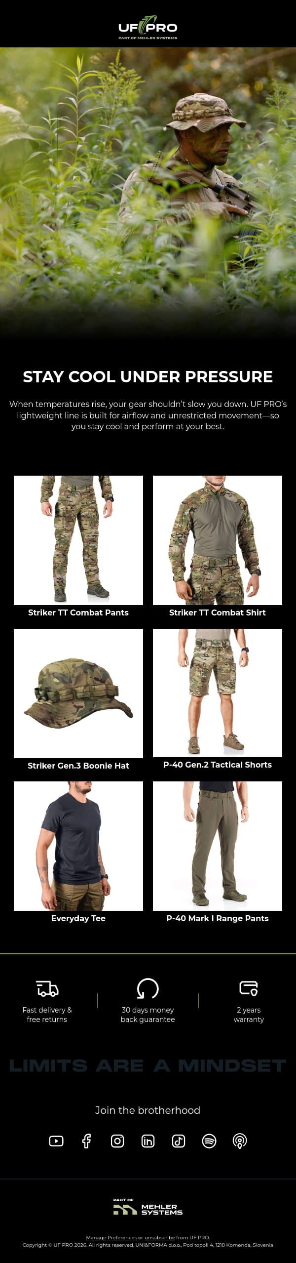 Beat the Heat - UF PRO's Lightest Tactical Gear email from UF PRO screenshot