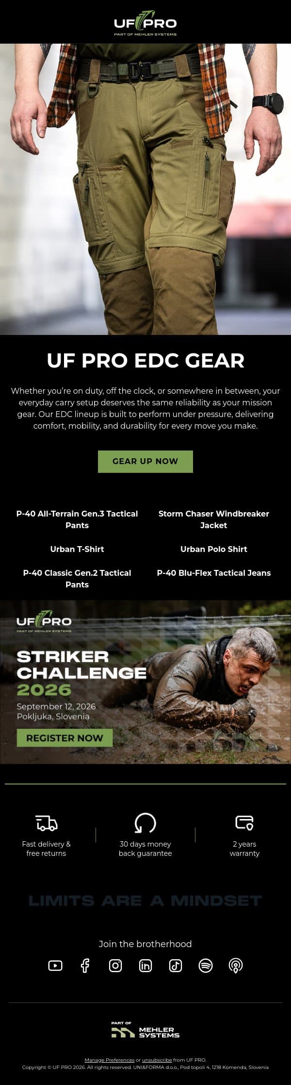 Gear Up With UF PRO EDC Essentials email from UF PRO screenshot