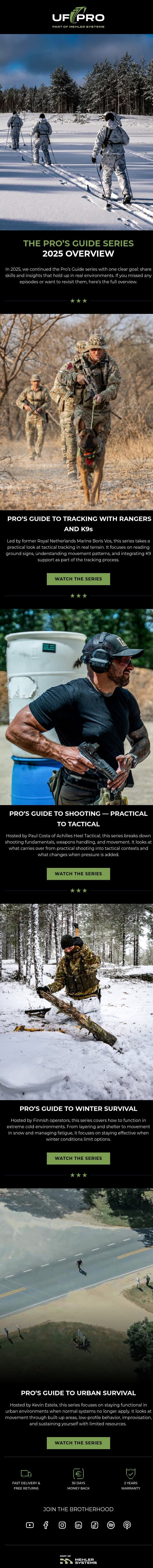 The Pro’s Guide Series from 2025 email from UF PRO screenshot