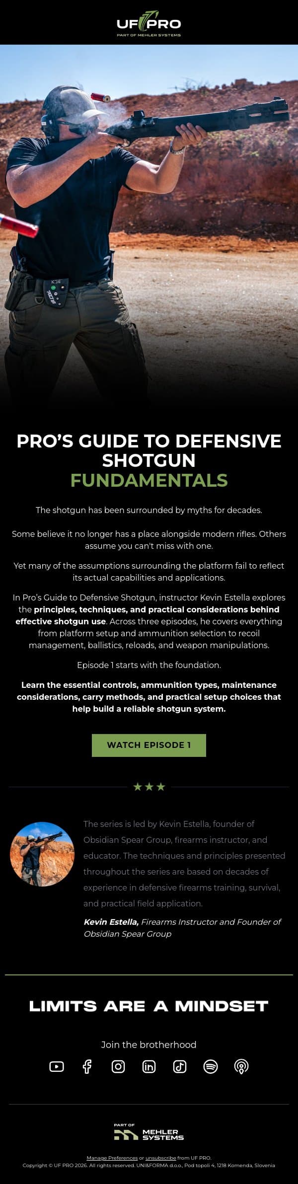 Is the Shotgun Outdated? email from UF PRO screenshot