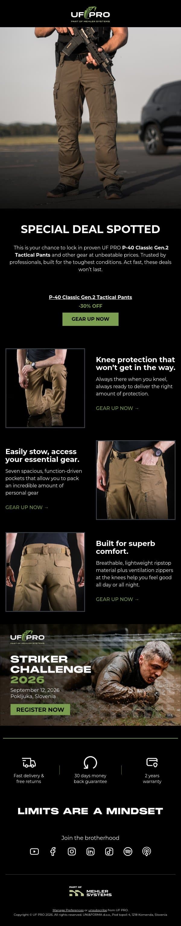 👀 30% OFF P-40 Classic Gen.2 Pants email from UF PRO screenshot