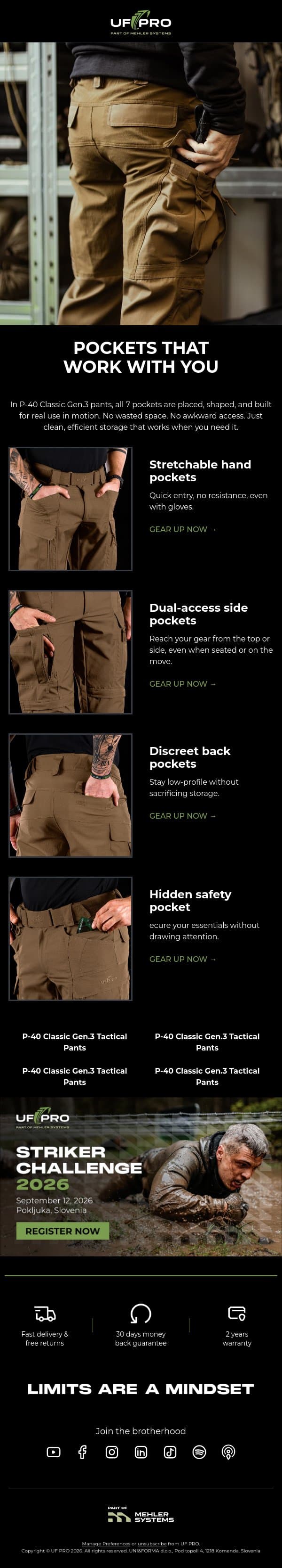 Smarter Pockets. Faster Access. email from UF PRO screenshot