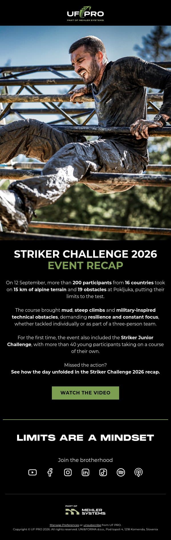 Video Recap: Striker Challenge 2026 email from UF PRO screenshot