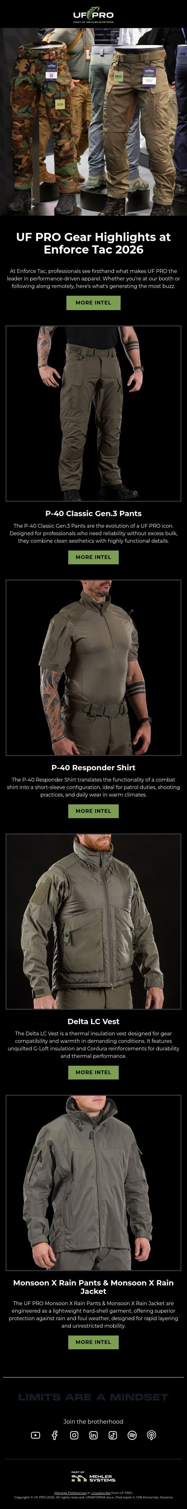 Don't miss these UF PRO highlights at Enforce Tac 2026 email from UF PRO screenshot