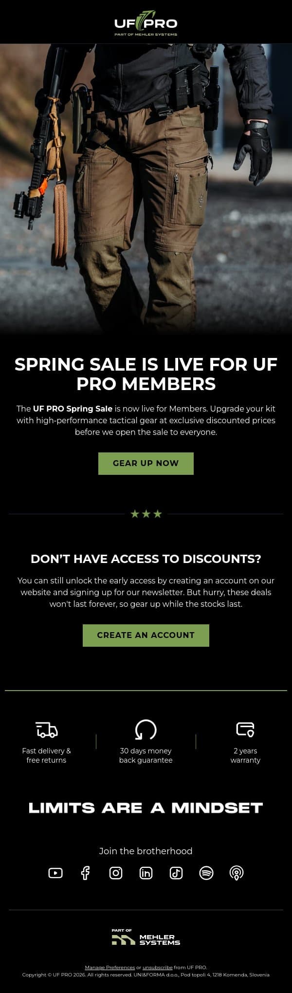 [Early Access] SPRING SALE for UF PRO Members is Here email from UF PRO screenshot