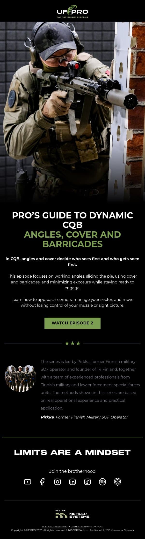 How to Slice the Pie in CQB email from UF PRO screenshot