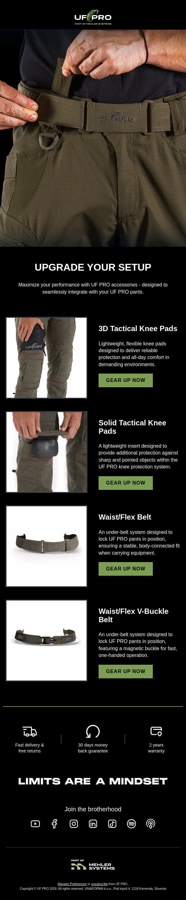 Upgrade Your UF PRO Pants With These Accessories email from UF PRO screenshot