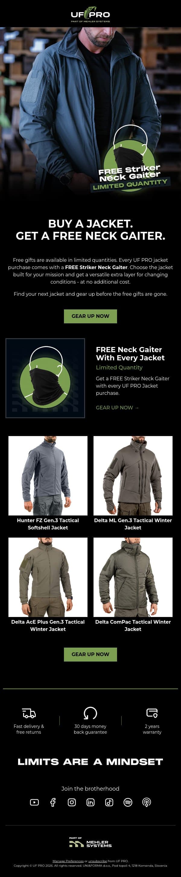 Your Next Uf Pro Jacket Comes with A Gift 🎁 email from UF PRO screenshot