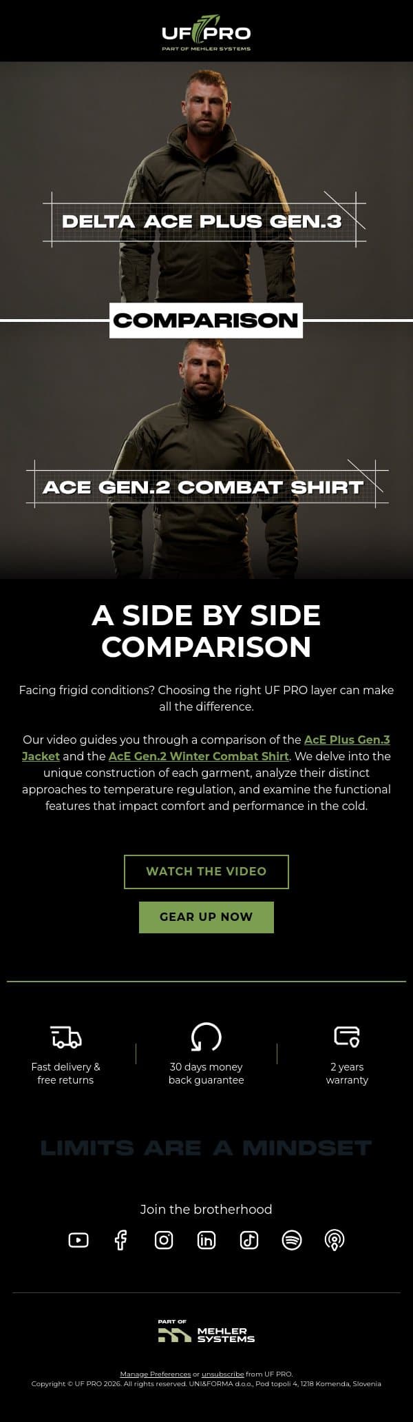 Which Winter Layer Actually Fits Your Mission? email from UF PRO screenshot