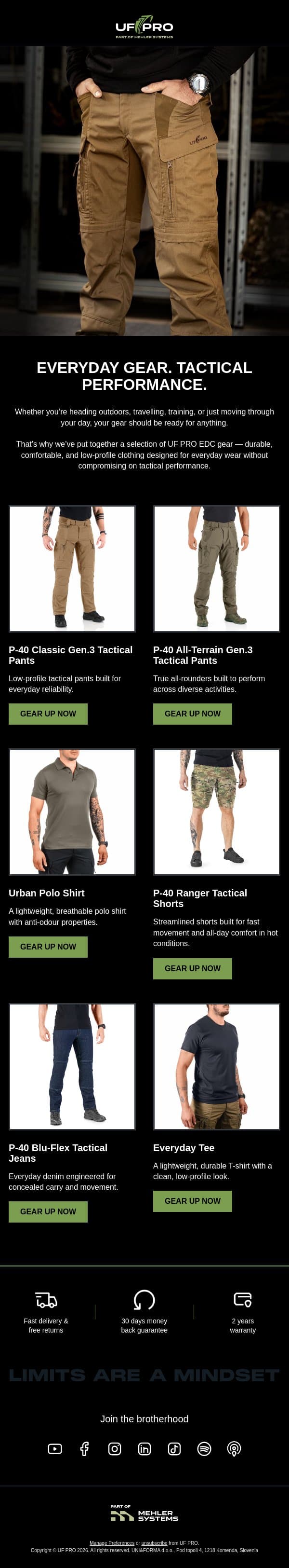 Ready for Wherever Your Day Takes You? email from UF PRO screenshot