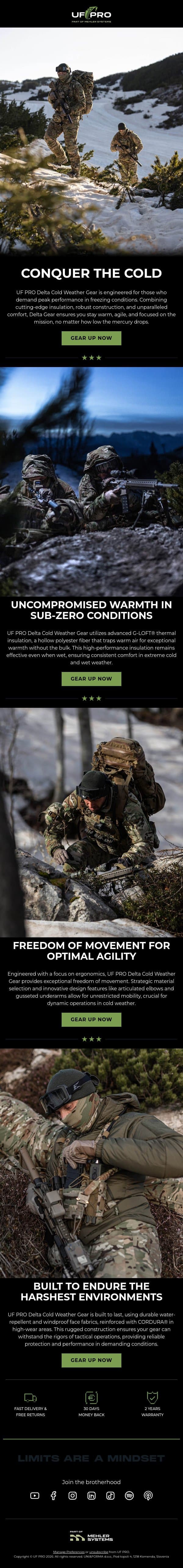 Don’t Let the Cold Stop You email from UF PRO screenshot