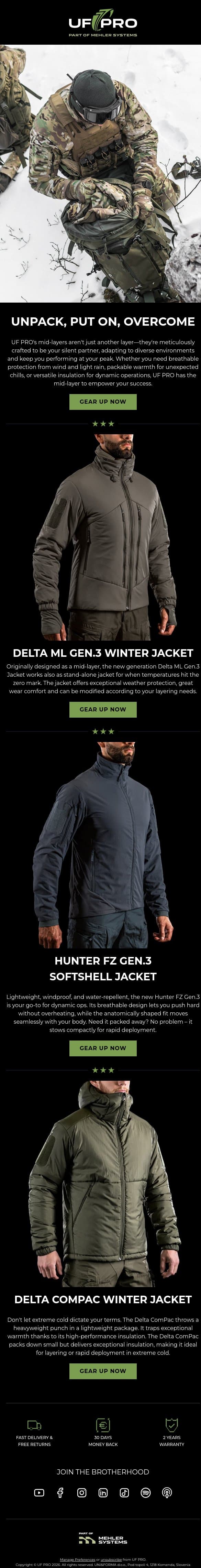 Stay one step ahead of the unpredictable weather email from UF PRO screenshot