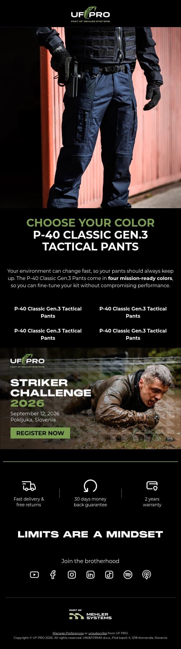 Choose Your Mission-ready Color email from UF PRO screenshot