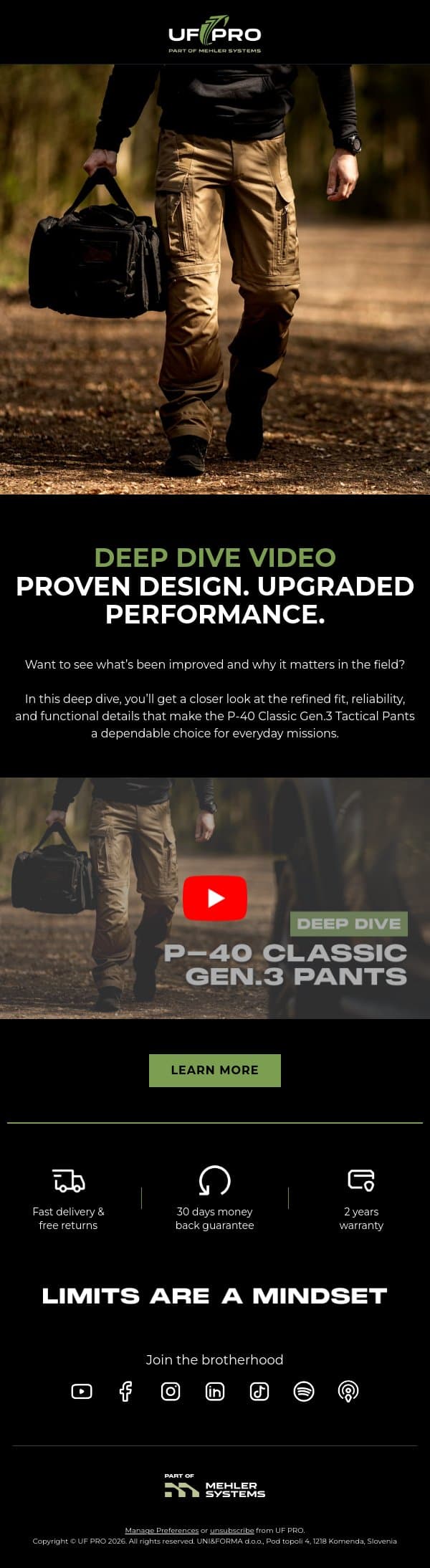 See What Makes the P-40 Classic Gen.3 Pants Ready for Action 👀 email from UF PRO screenshot