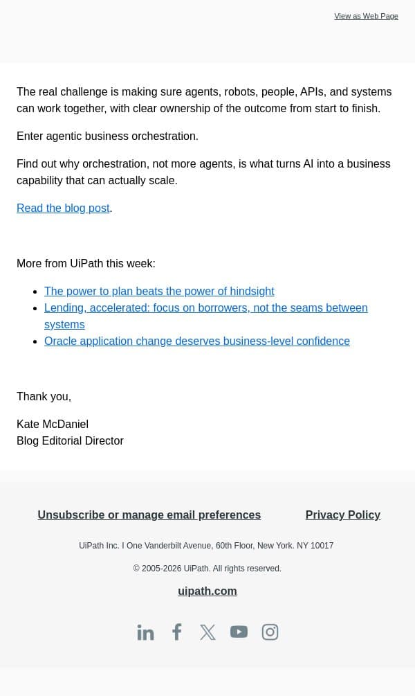Your agents aren’t the problem email from UiPath screenshot