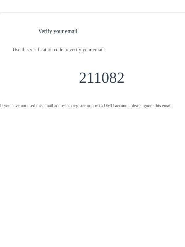 Verify your Email email from Umu