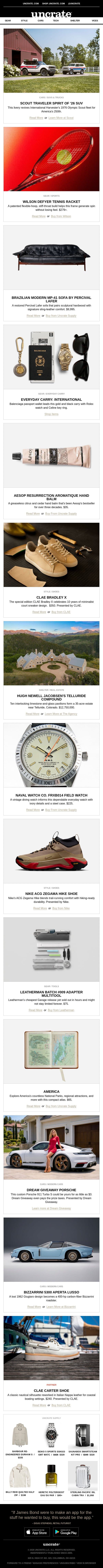 Scout Traveler Spirit of '26 SUV & more email from Uncrate screenshot