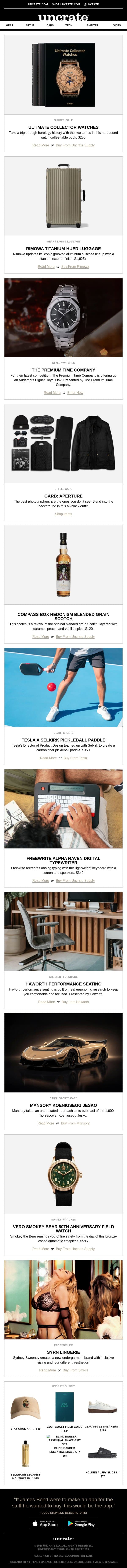 Ultimate Collector Watches & more email from Uncrate screenshot