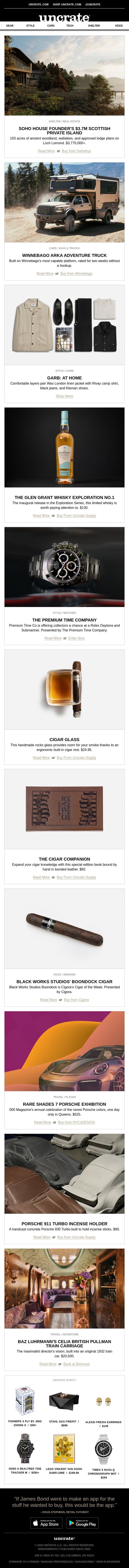 Soho House Founder's $3.7M Scottish Private Island & more email from Uncrate screenshot