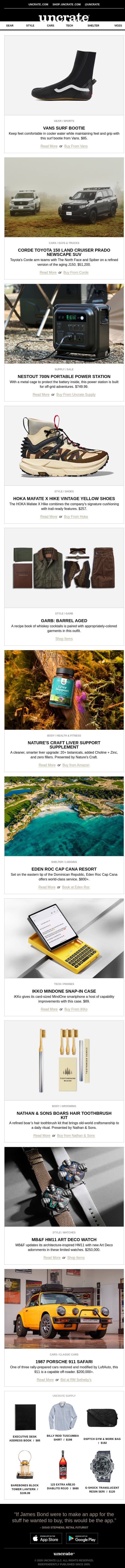 Vans Surf Bootie & more email from Uncrate screenshot