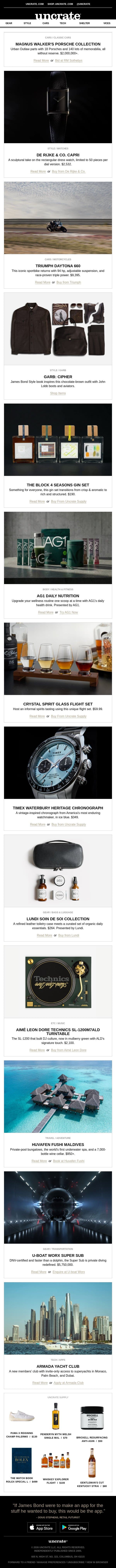 Magnus Walker's Porsche Collection & more email from Uncrate screenshot