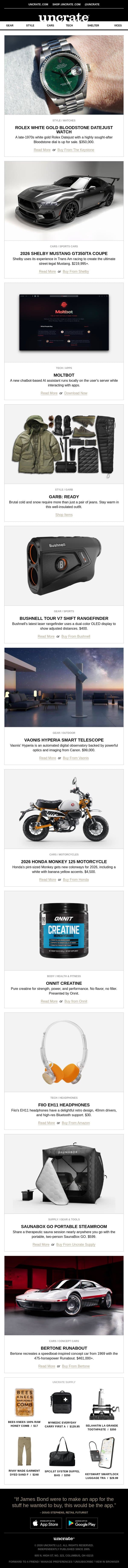 Rolex White Gold Bloodstone Datejust Watch & more email from Uncrate screenshot