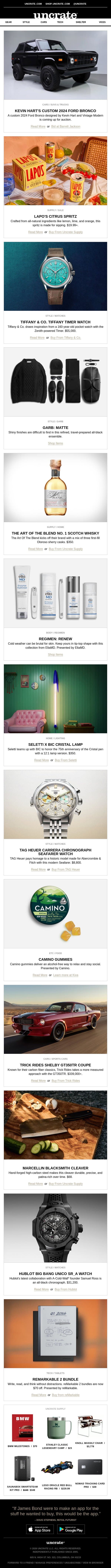 Kevin Hart's Custom 2024 Ford Bronco & more email from Uncrate screenshot