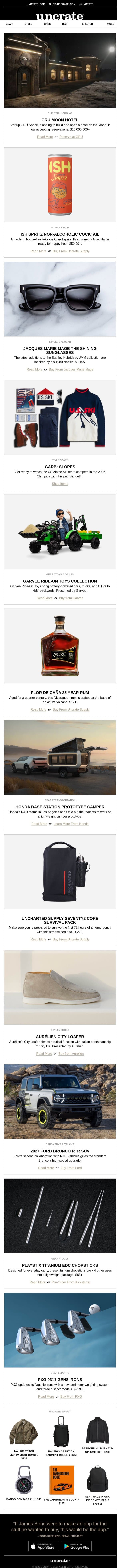 GRU Moon Hotel & more email from Uncrate screenshot