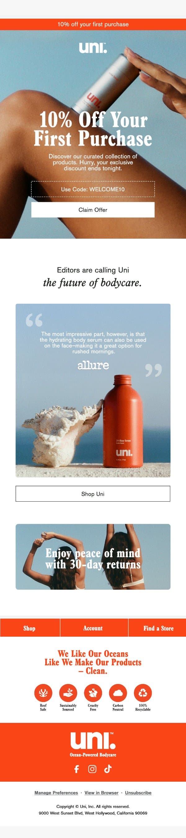 Last Chance: 10% off Expires Tonight email from Uni screenshot