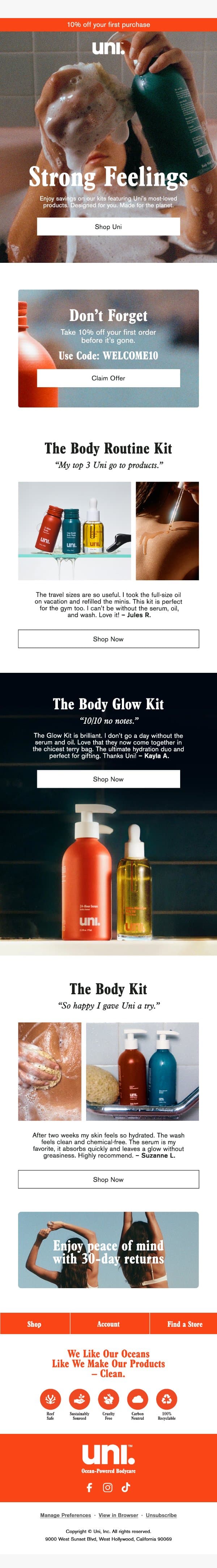Your 10% off Expires Soon. email from Uni screenshot