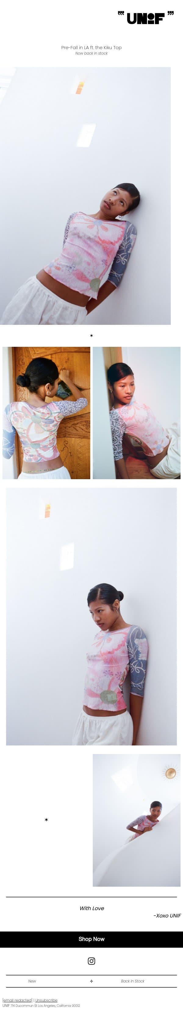 UNIF Staple: The Kiku Top email from UNIF screenshot