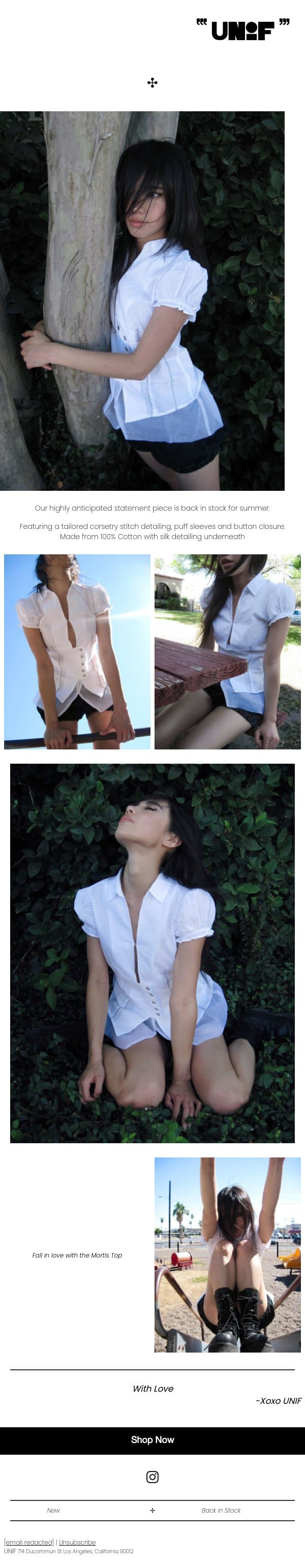 Mortis Top ✣ email from UNIF screenshot