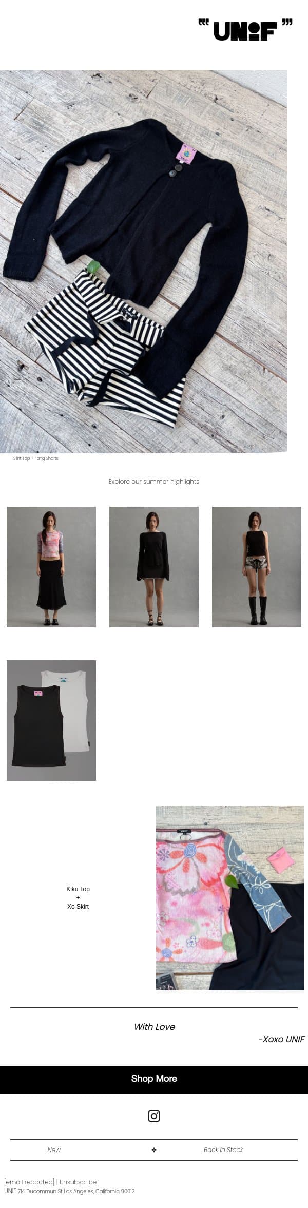 S/S26 Style Ups email from UNIF screenshot
