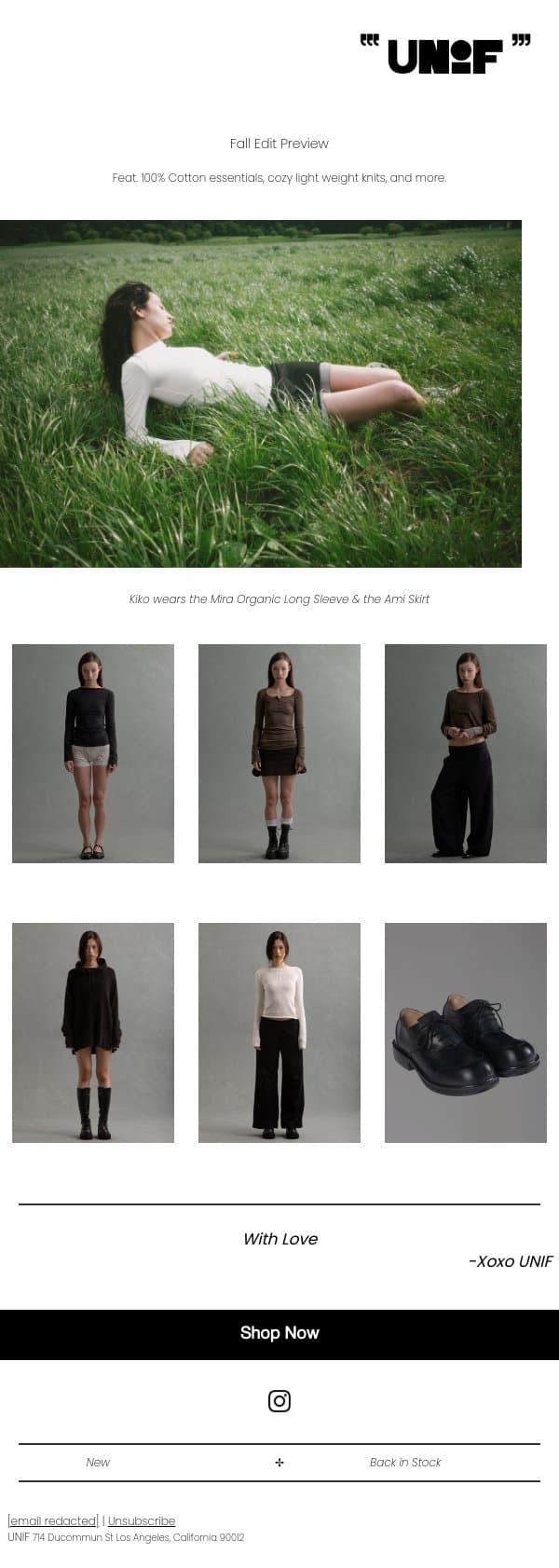 Fall Edit Preview xx email from UNIF screenshot