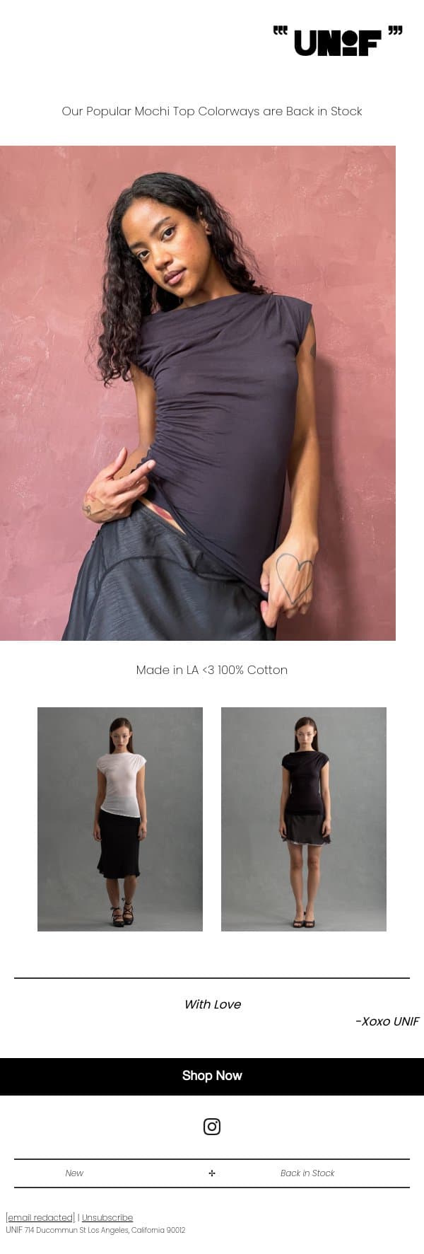 Mochi Restock email from UNIF screenshot