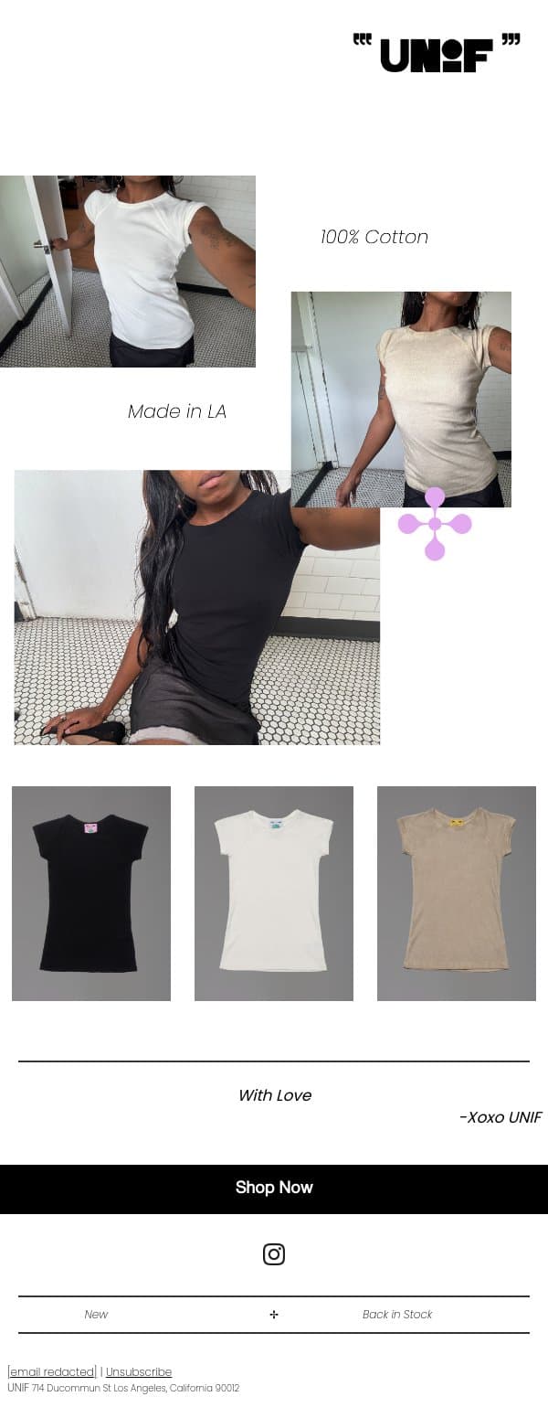 New: Raglan Tees ✣ email from UNIF screenshot