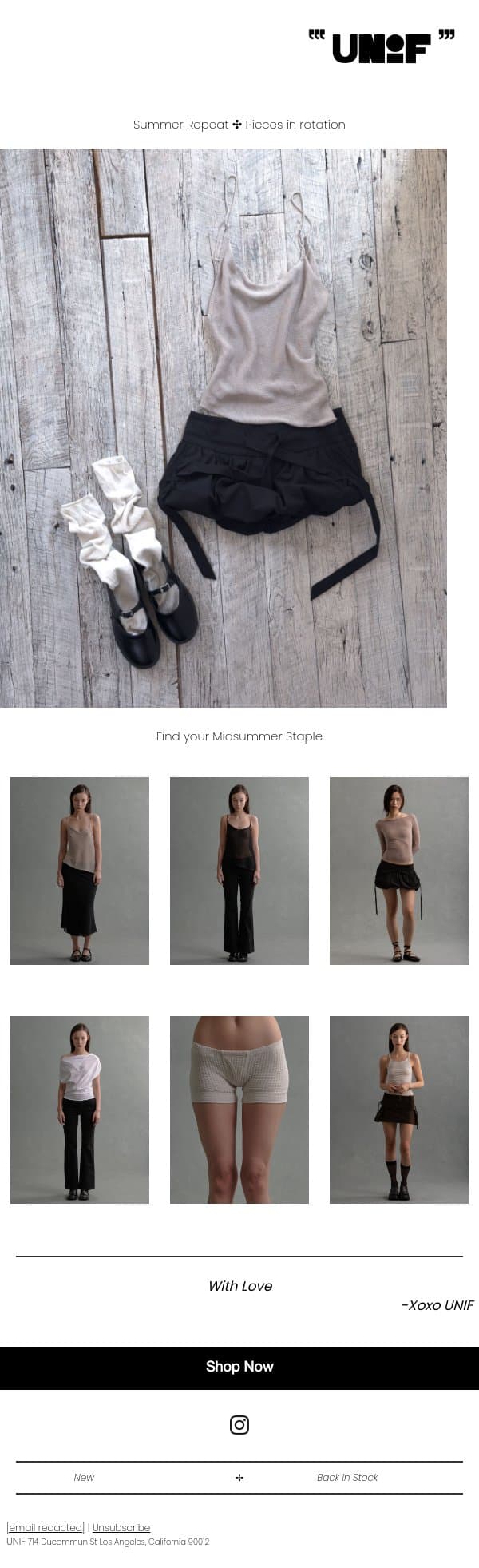 Summer Rotation ✣ email from UNIF screenshot